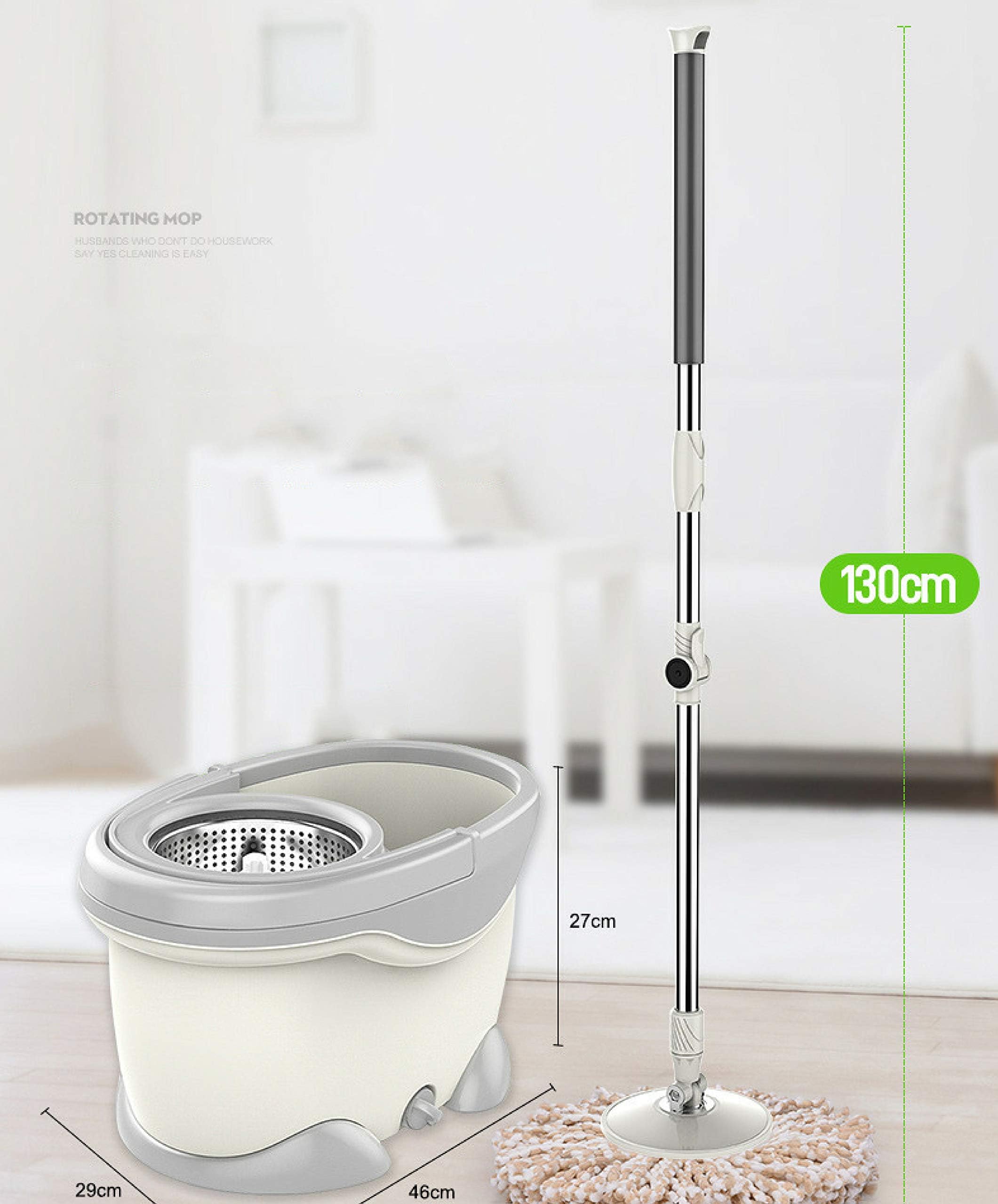 Pheebs Advanced 10 Liters Bucket Mop with 2 Steel rods for Height Adjustment and 360 Degree Stainless Steel Spinner Microfiber Cleaning Technology