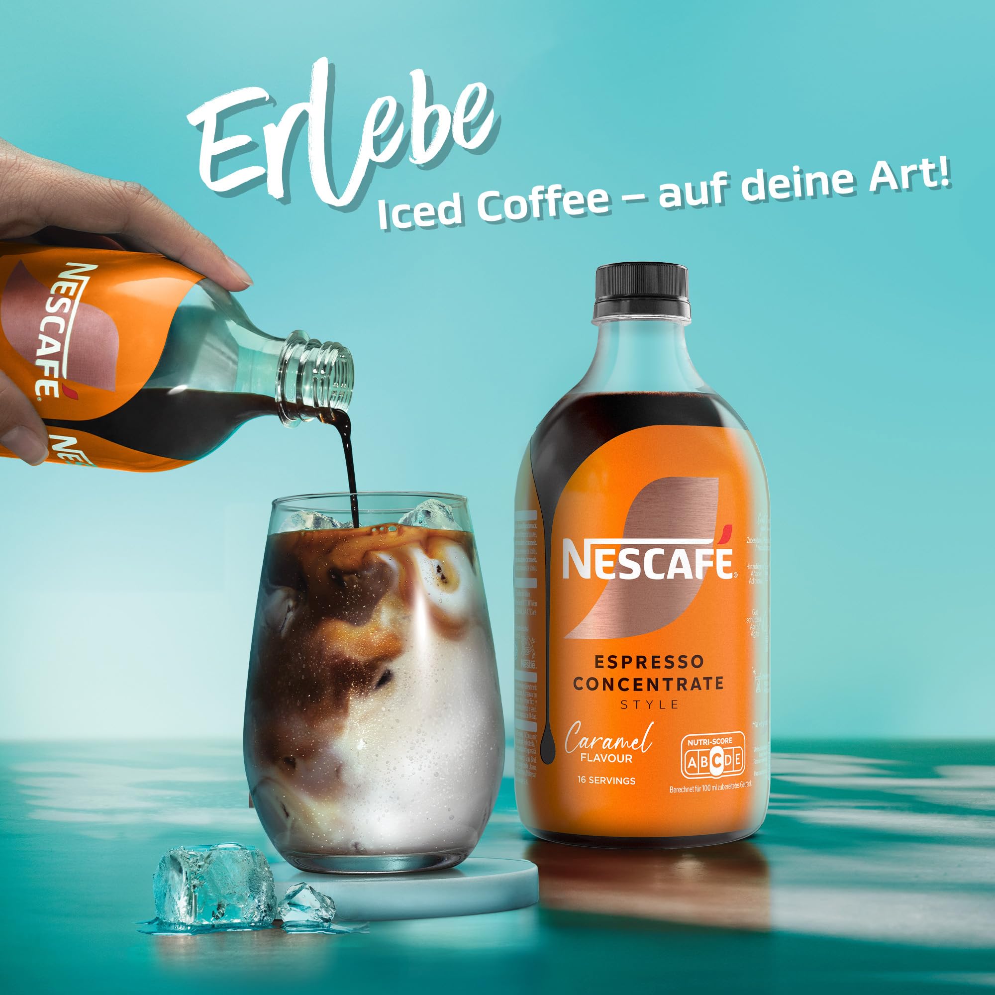NESCAFÉ Espresso Concentrate Style Caramel, aromatisierters Getränkekonzentrat mit löslichem Bohnenkaffee, Karamell-Geschmack, 1er Pack (1 x 500ml) Einweg-Flasche 2