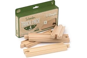 Conductor Carl Wood Train Track Expansion Packs| Compatible with Most Train Tracks| 6" Straight Tracks -1 Count (Pack of 4)