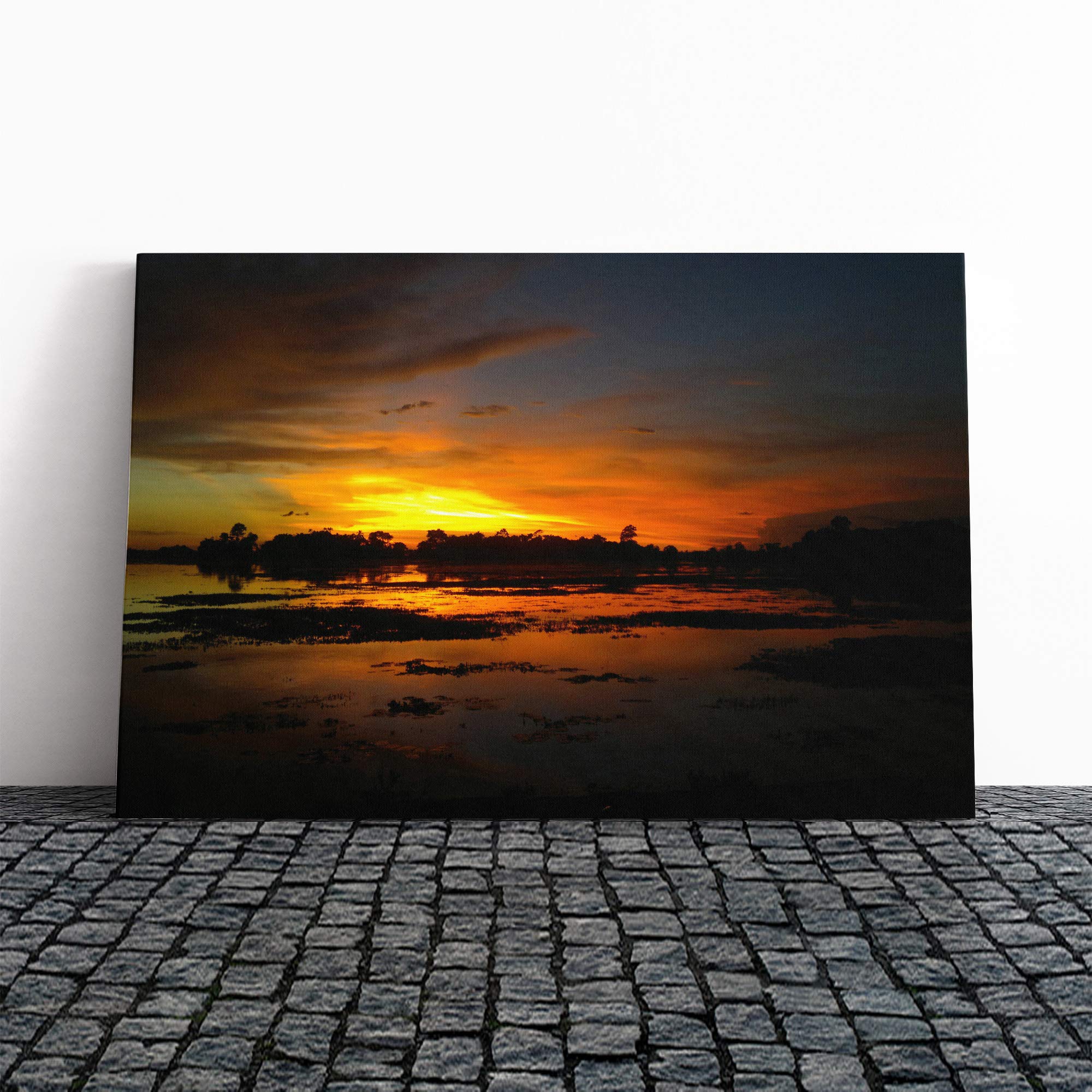 Landscape Bangladesh Sunset (1) Canvas Print | Gallery Wrapped 30mm Frame Wall Art | 20x14 inches | Ready to Hang | Modern Landscape Picture | Living Room Bedroom Lounge Office
