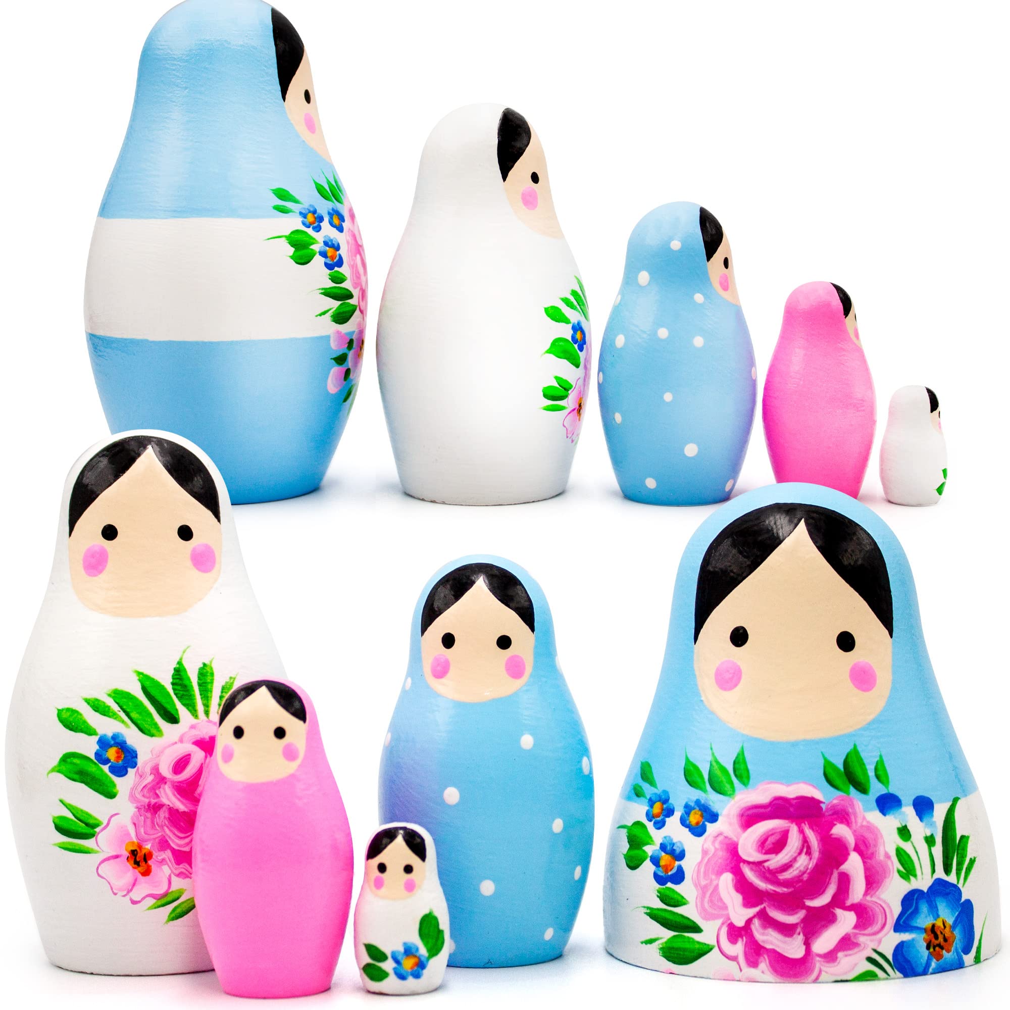 AEVVV Russian Nesting Dolls Set - 5 pc Matryoshka Dolls, Kawaii Room Decor and Desk Accessories