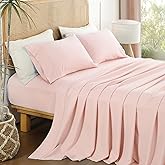 Dreava Pink Twin Sheet Set 3 Piece, Soft Breathable Cooling Microfiber Bed Sheets with Extra Deep Pocket 16'', Easy Care Luxury Hotel Bedding, Oeko-Tex Certified Wrinkle Free