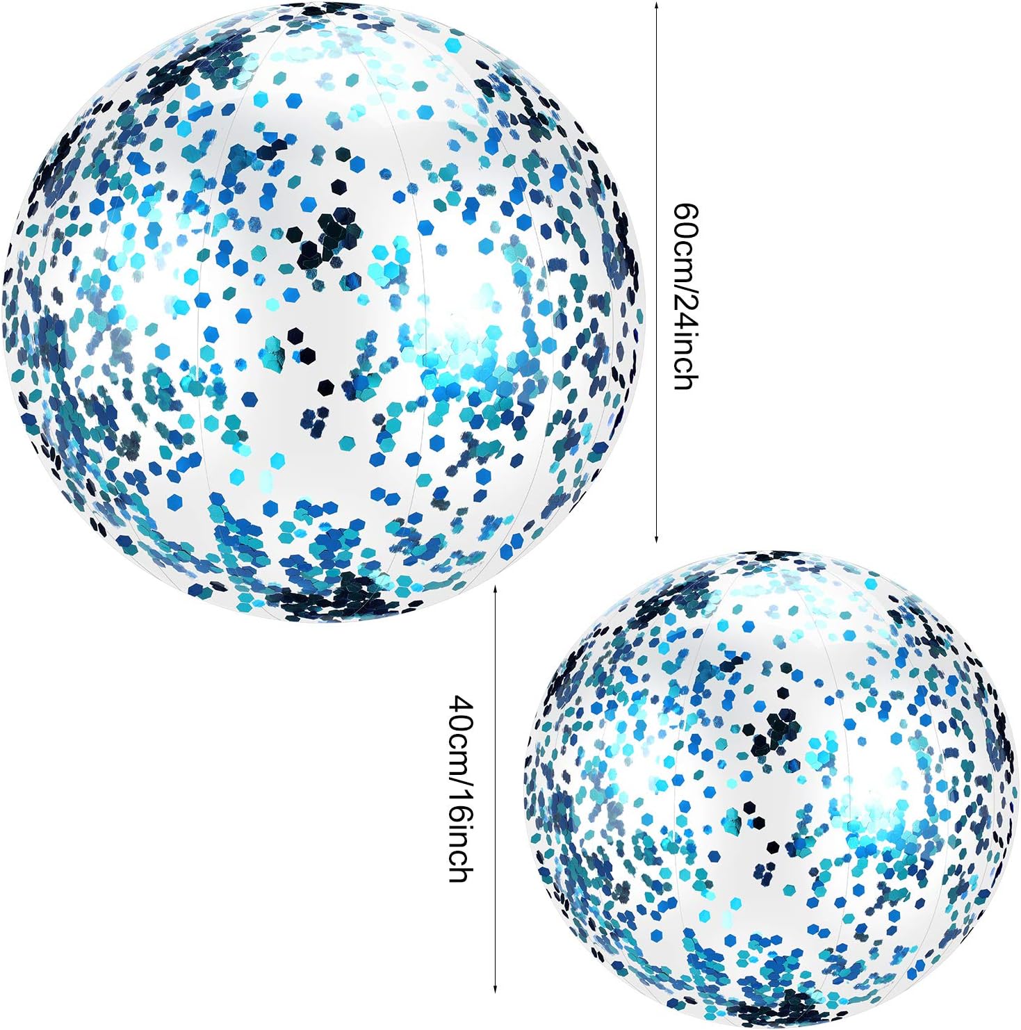 Hsei 3 Pieces Inflatable Beach Ball Glitter Beach Ball Floatable Confetti Ball for Summer Beach, Pool and Party Favor (Blue): Sports & Outdoors