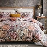 Cozaline 100% Cotton Duvet Cover Queen Size – Vintage Floral Duvet Cover Set with Zipper Closure & Corner Ties, 3-Piece Luxury & Silky Soft Bedding Set for All Seasons
