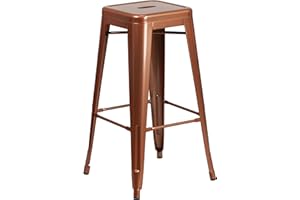 EMMA + OLIVER Commercial Grade 30" H Backless Copper Indoor-Outdoor Barstool