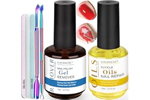 LOUINSTIC Gel Polish Remover, Gel Remover Kit Includes Cuticle Oil and Nail Polish Remover Tool No Soaking or Wrapping Removes Gel Polish in 2-5 Minutes