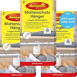 Aeroxon Mottenschutz-Hänger - 3x2 Stück - NEU vollkommen geruchlos - Verlässliche, starke und schnelle Bekämpfung von Kleidermotten - Mottenschutz für Kleiderschrank