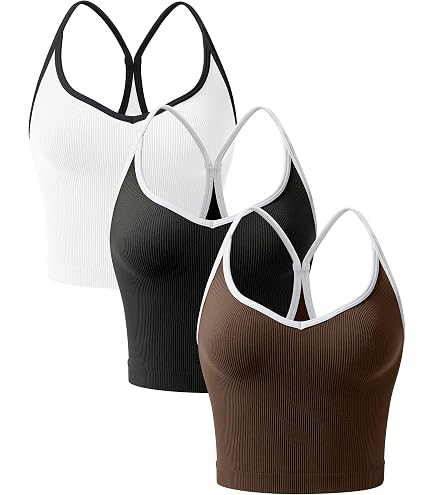 SOLY HUX Women's Ribbed Cami Top 3 Piece Cropped Camisole Tops