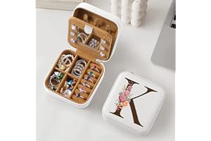 Parima Gift for Women Teen Girls - Travel Jewelry Case Organizer Initial Small Jewelry Box Custom Personalized Birthday Gift Women Her A, Travel Essentials, Mothers Day Gift - Letter K, White