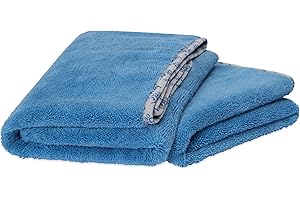 MICROFIBER WHOLESALE MW Pro Detail Microfiber Car Towels (24"x 36") | 400 GSM | 80/20 Blend | Tagless | Soft Satin Piped Edges | All-Purpose Auto Detailing - Wax, Buff, Polish, Wash, Dry | 2 Pack (Blue)
