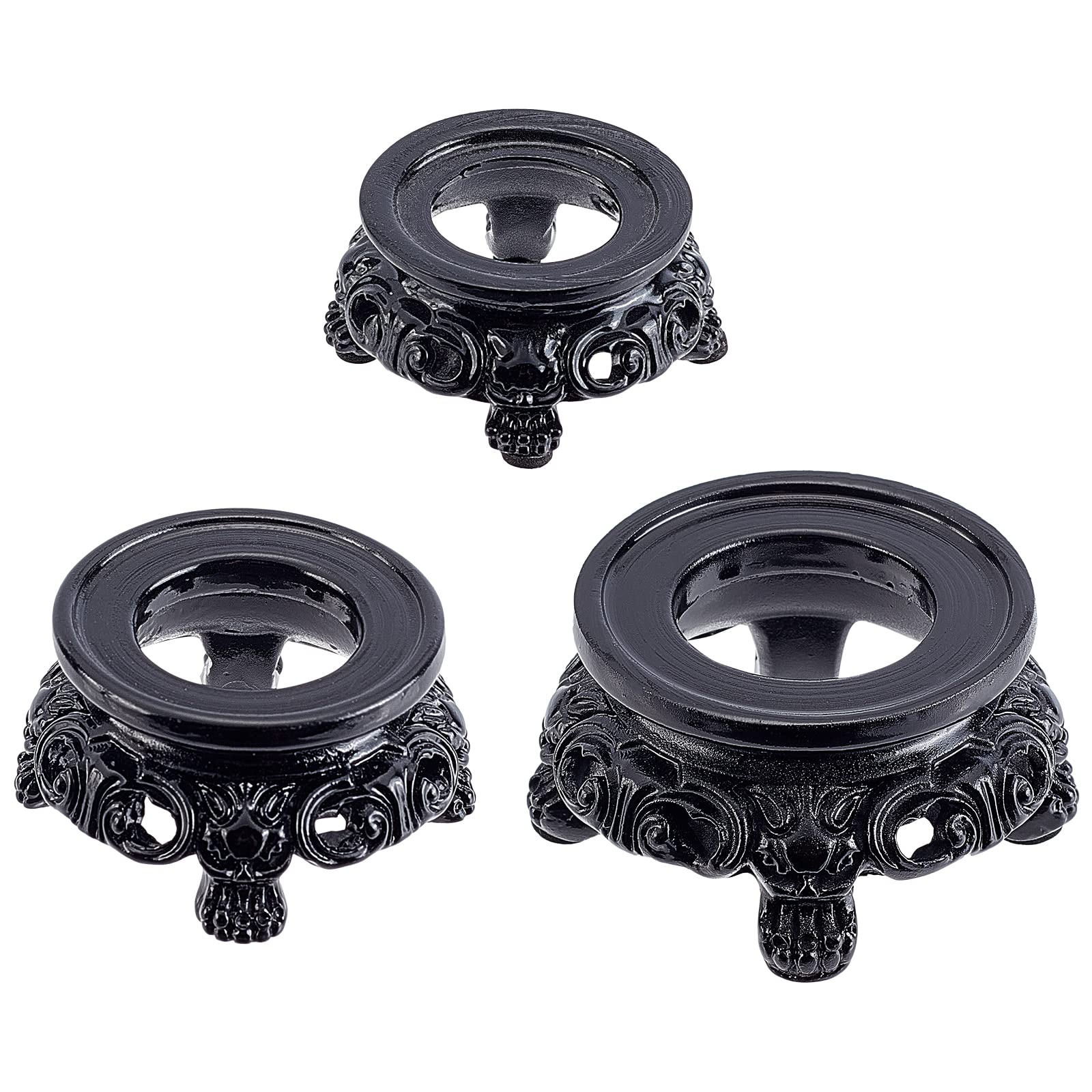 AHANDMAKER 3 Pcs Black Wooden Stand for Crystal Sphere, 3 Size Small Resin Sphere Stand Gazing Ball Holder Pendulum Stand for Display Crystal Ball Stone Quartz Ball Orb Home Table Decoration