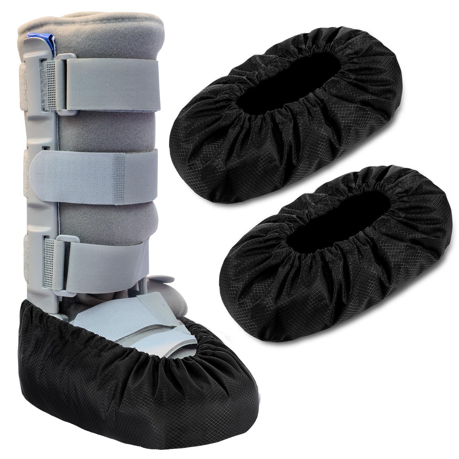 Photo 1 of Shyyween 2 Pcs Air Cam Walking Boot Covers for Medical Fracture Waterproof Cast Boots Shoe Covers for Broken Foot Ankle Recovery Protection Machine Rain(Black,Small)