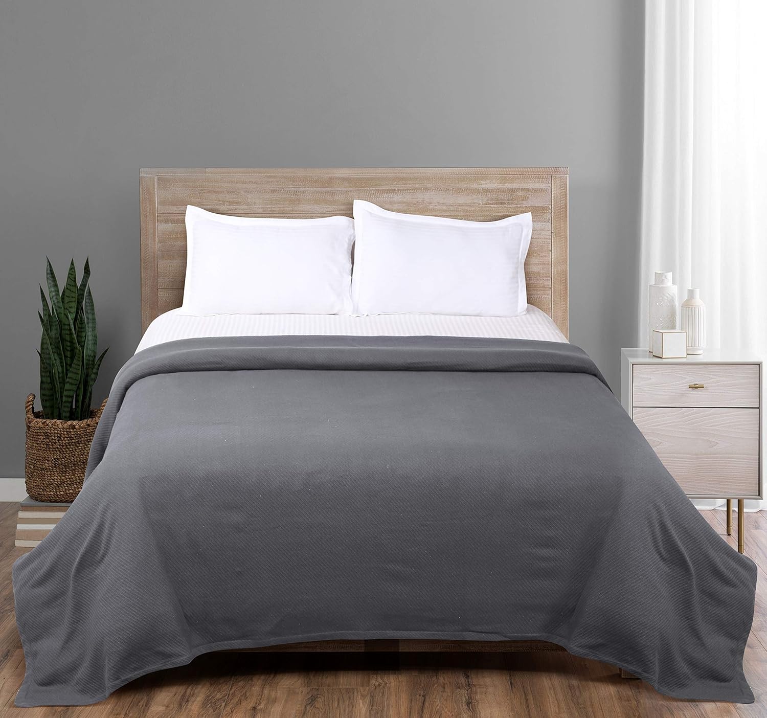 Farmhouse Blanket Twill Weave Blanket 60x90 inch Charcoal