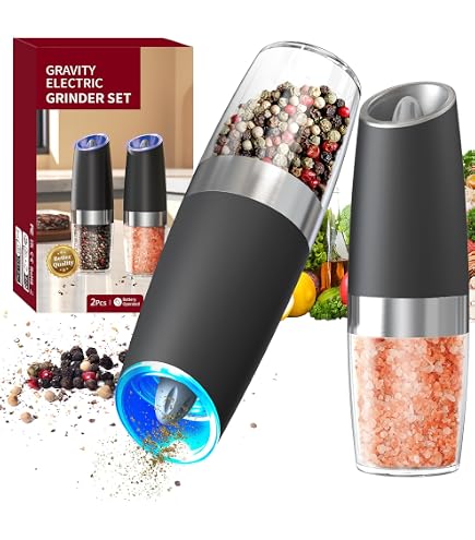 KIARYUOLL Rechargeable Electric Salt & Pepper Grinder Set - Adjustable Coarseness With LED Light - View #4