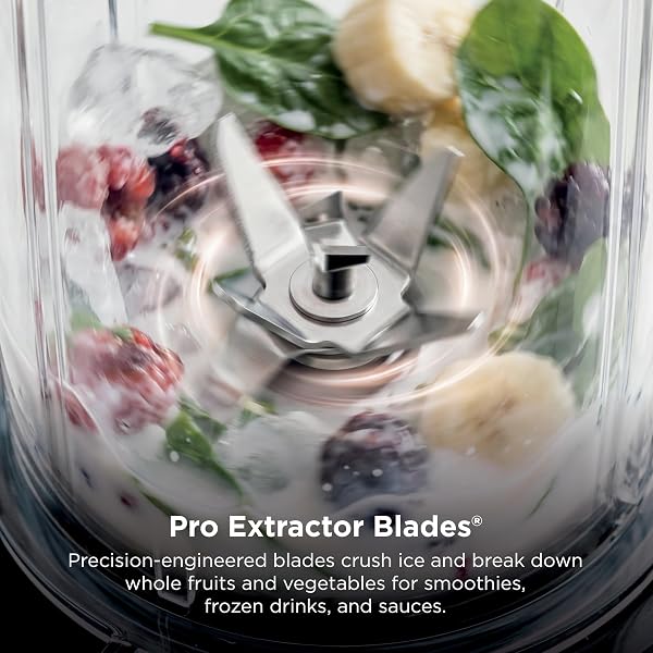 NINJA NUTRI-PLUS PERSONAL BLENDER | COMPACT PUSH TO BLEND | MAKE FROZEN DRINKS, SMOOTHIES, SAUCES & MORE | WITH (3) 20 OZ. TO-GO CUPS, (2) SPOUT-LIDS & (1) STORAGE-LID | 900 PEAK WATT | SILVER | BN301