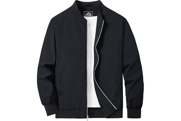 MAGCOMSEN Men's Bomber Jacket Lightweight Casual Spring Fall Windbreaker Full Zip Light Coat Flight Golf Jackets