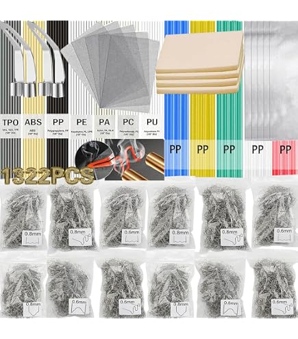 Wrdlosy 720-Piece Plastic Welding Kit – 106 Rods, 600 Staples, 5 Steel Mesh Sheets, Aluminum Tape & Sandpaper For Bumper & Kayak Repair