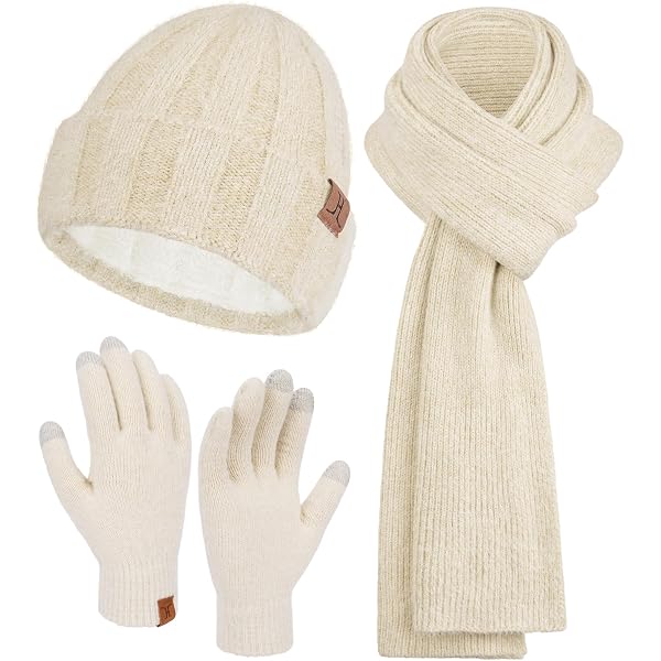 6594 Women\'s Winter Beanie Scarf Glovess Set 3 In 1- Warm Fleece Lined Knit Generic 3 Pcs Winter Hat Scarf and Gloves Set for Women Warm  main image 4