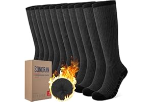 SONORAN Winter Compression Socks for Women Men (3/6 Packs) Warm Work 15-20mmHg Heavyweight Thick Cushion Cotton Over The Knee