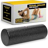 Deep Recovery Yoga Foam Roller for Physical Therapy &amp; Exercise &ndash; Black Back Roller for Back Pain, Legs, and Shoulders, 12in x 4in Travel Size &ndash; Deep Tissue Massage for Myofascial Release