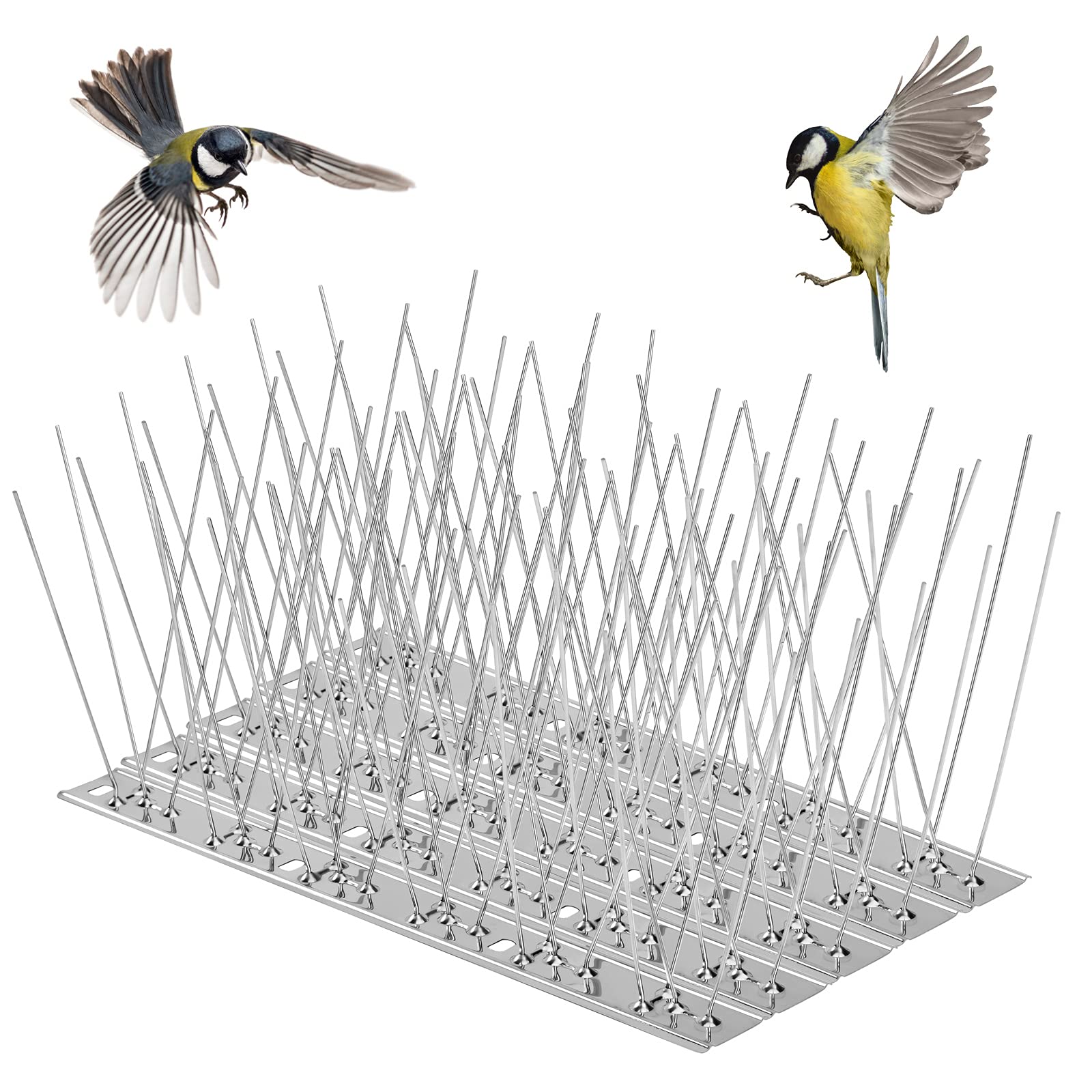 QIMEI-SHOP Bird Spikes for Pigeons Stainless Steel Pigeon Spike for Roofs Fence Tops Bird Deterrent Spikes for Anti Seagulls Small Birds 3 Meter 12 Pack