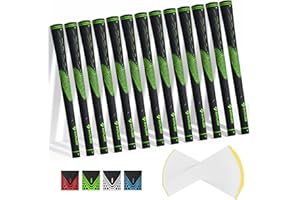 SAPLIZE Classic Rubber Golf Grips 13 Pack, High Feedback, Non-Slip, Choose from 13 Grips with 15 Tapes or 13 Grips with All Kits, Available in Under/Standard/Mid/Jumbo Sizes, CC01 Series