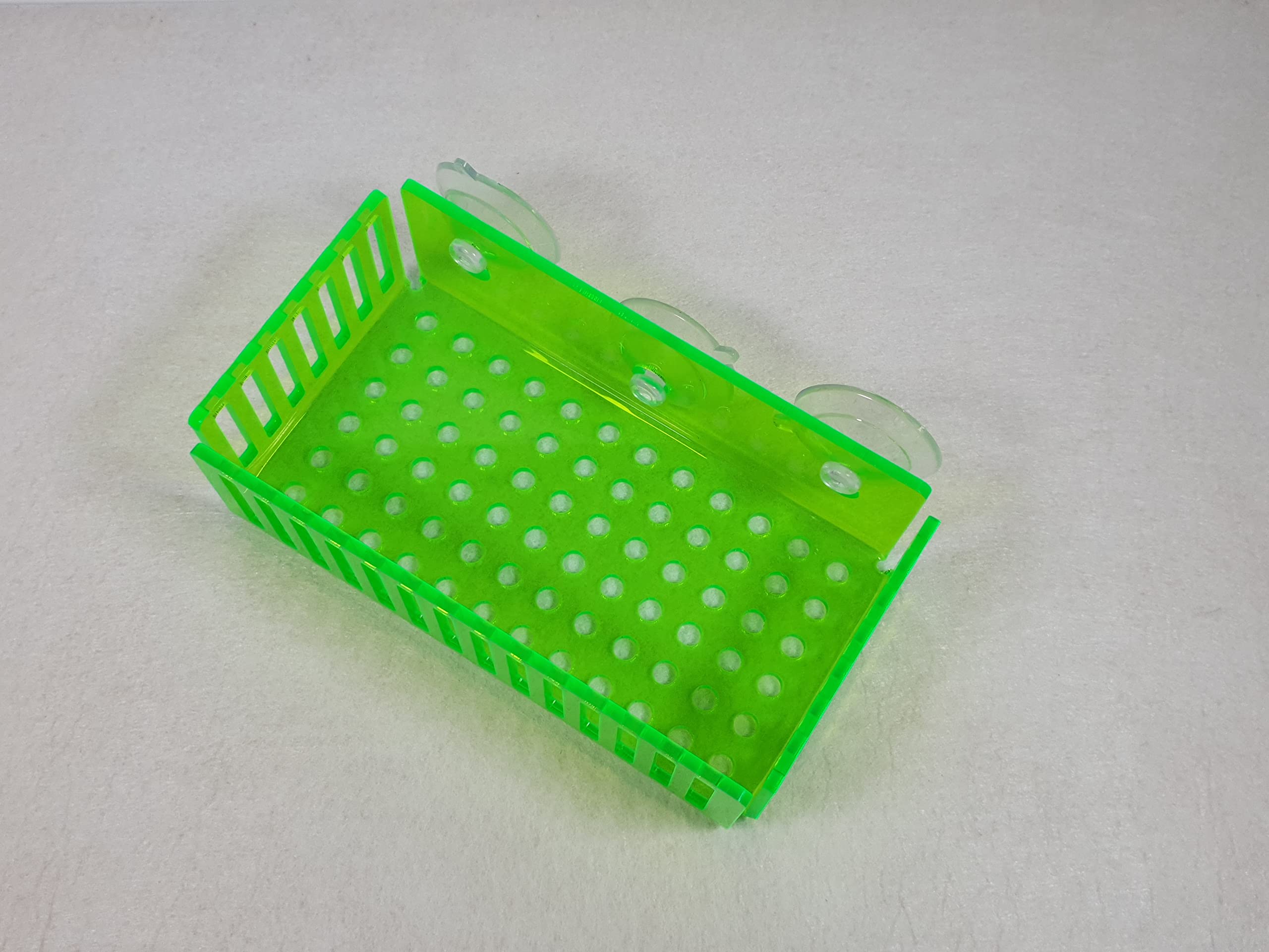 Reef-Geeks Mushroom Coral Frag Box – UK-Made Reef-Safe Fragging Container with Suction Cups for Mushroom Coral Propagation – High-Flow Design for Safe Attachment (Acid Green)