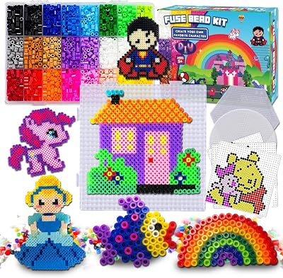 FunzBo Fuse Beads Craft Kit 5500Pcs 21 Colors Melty Fusion 5mm Beads