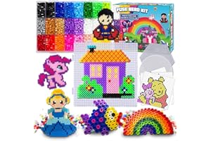 FUNZBO 5500 5mm Fuse Beads Kit -, 24 Colors | 111 Patterns, 5 Pegboards & 4 Iron Paper, Crafts for Kids Ages 4-8, Kids Toys for Boys, Arts and Crafts for Kids Ages 8-12 (Large)