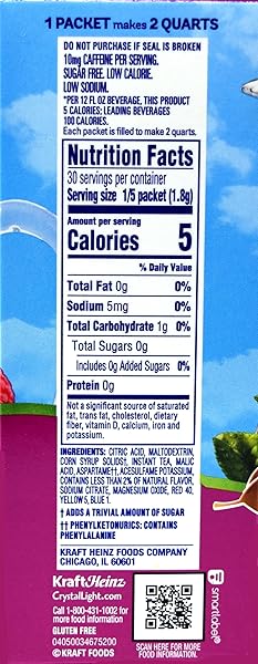 CRYSTAL LIGHT PITCHER PACKETS, RASPBERRY ICED TEA, 1.6 OZ