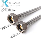 Xcel Home 2X 1/2 BSP 300mm Flexible Connectors Pair Stainless Steel Water Safe view 7