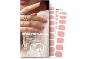 SEMINCA Semi Cured Gel Nail Art Wraps-18 Size Nail Strips Salon-Quality, Long Lasting, Easy On & Off Includes 36pcs Gel Nail Wraps Works with Any UV/LED Lamps(Bare Apricot)