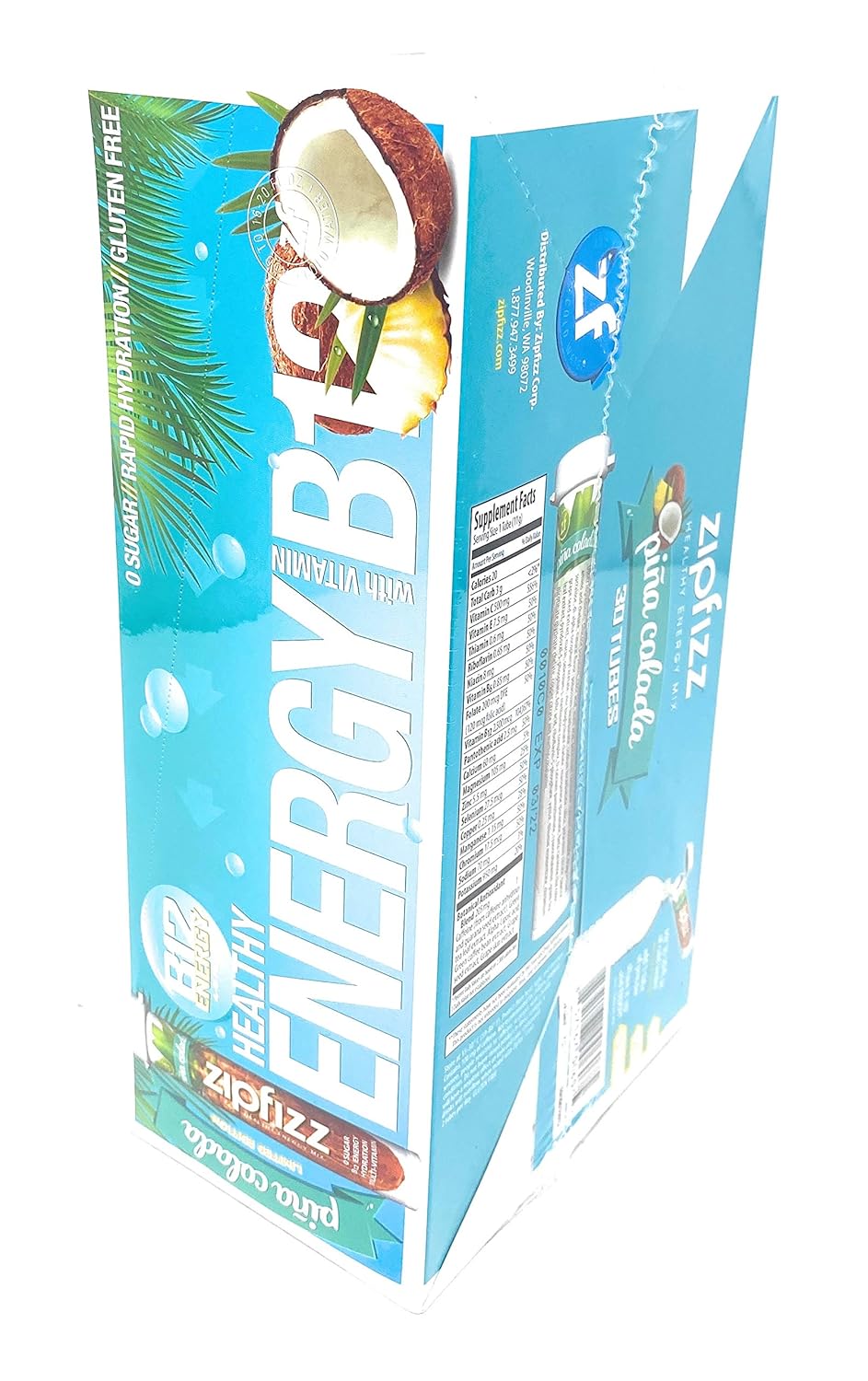 Zipfizz Pina Colada B12 Energy Drink Dietry Supplement Limited Edition Net Wt 11.64 Oz : Grocery & Gourmet Food