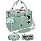 BESBESME Canvas Tote Bag for Women with Zipper & Compartments– Large Work & College Laptop Tote Crossbody Shoulder Bag