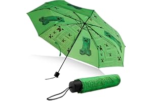 Minecraft Telescopic Umbrella - Folding Umbrella Lightweight for Travel School (Green)
