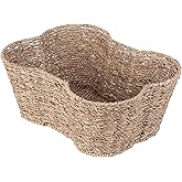 OtterPets Dog Toy Basket, Bone Shaped Dog Toy Bin, Handmade Pet Organizer And Storage, Toy Box for Cats, (17x13 Seagrass)