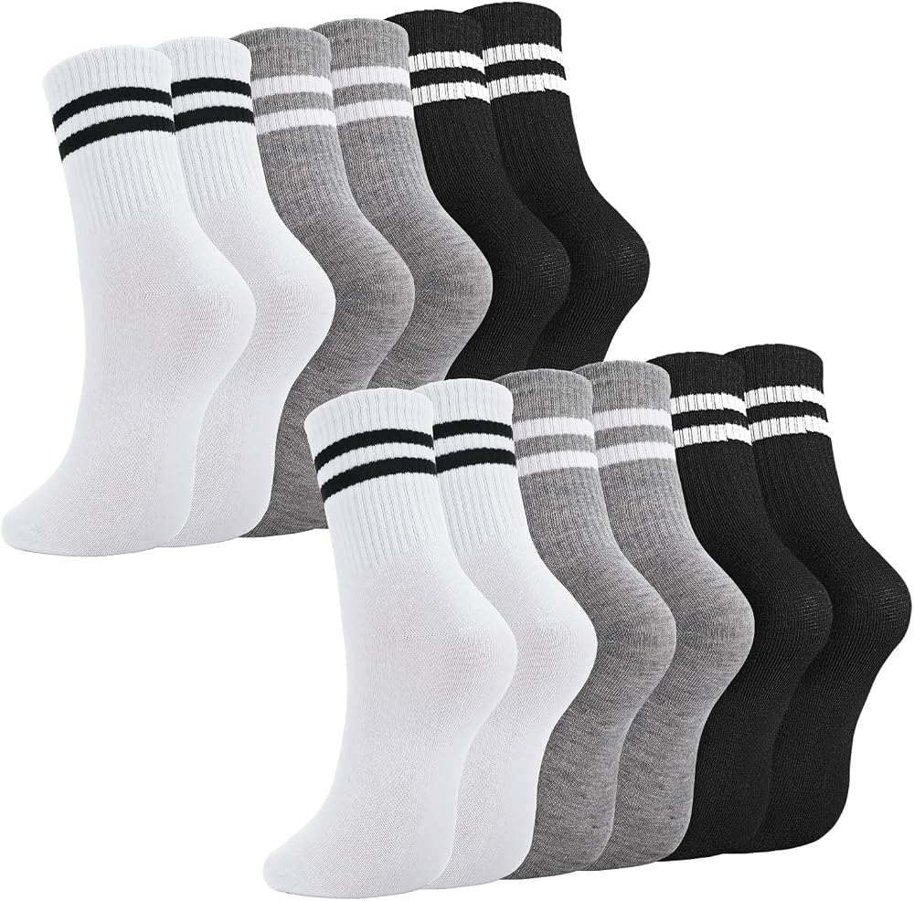 Zuimei 6 Pairs Stripes Women Socks Cushioned Ankle Sport Gym Casual