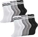 Zuimei 6 Pairs Stripes Women Socks Cushioned Ankle Sport Gym Casual