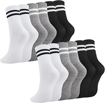 Zuimei 6 Pairs Stripes Women Socks Cushioned Ankle Sport Gym Casual