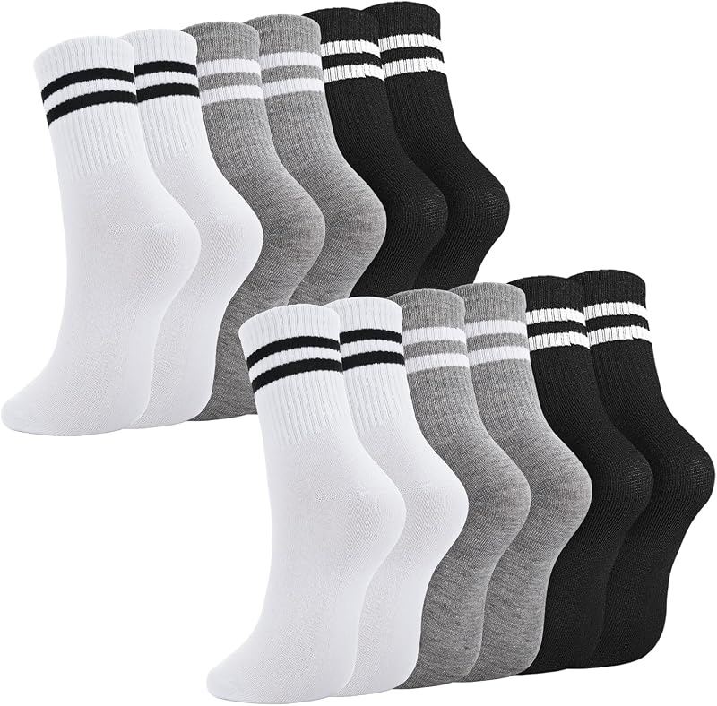 Zuimei 6 Pairs Stripes Women Socks Cushioned Ankle Sport Gym Casual