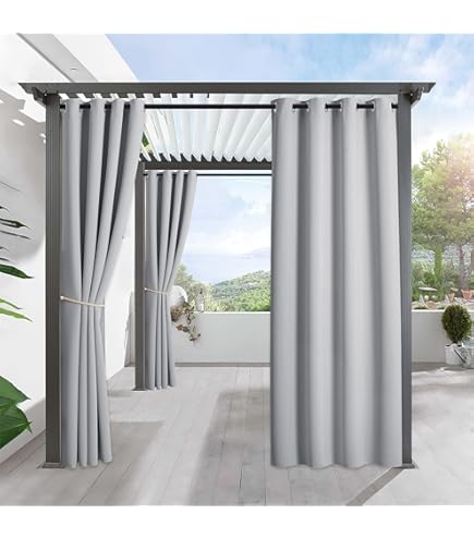 Rideaux D'Extérieur Imperméables Pour Terrasse, Pergola Ou Porche - Protection Élégante Contre Intempéries (2 Pièces) - 2