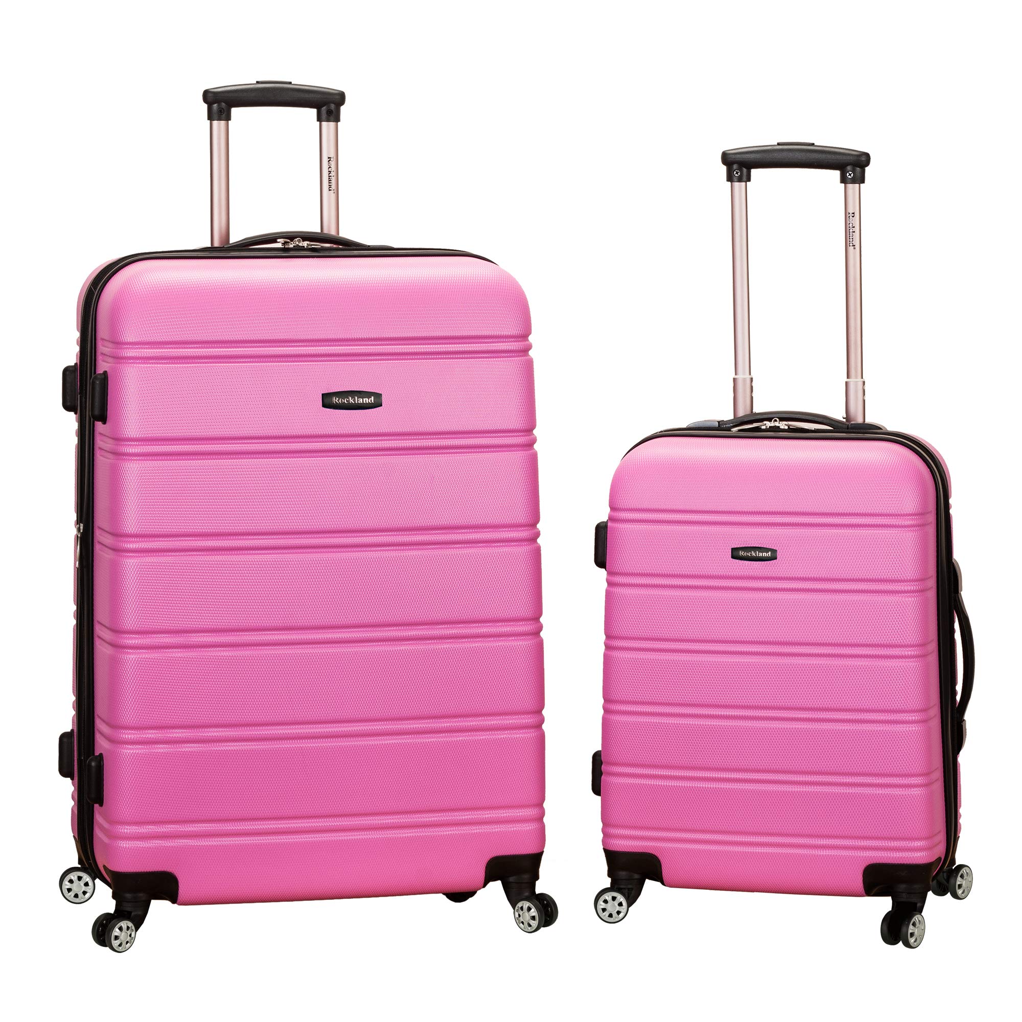 Rockland Melbourne Hardside Expandable Luggage with Spinner Wheels, Pink, 2 Piece (20/28)