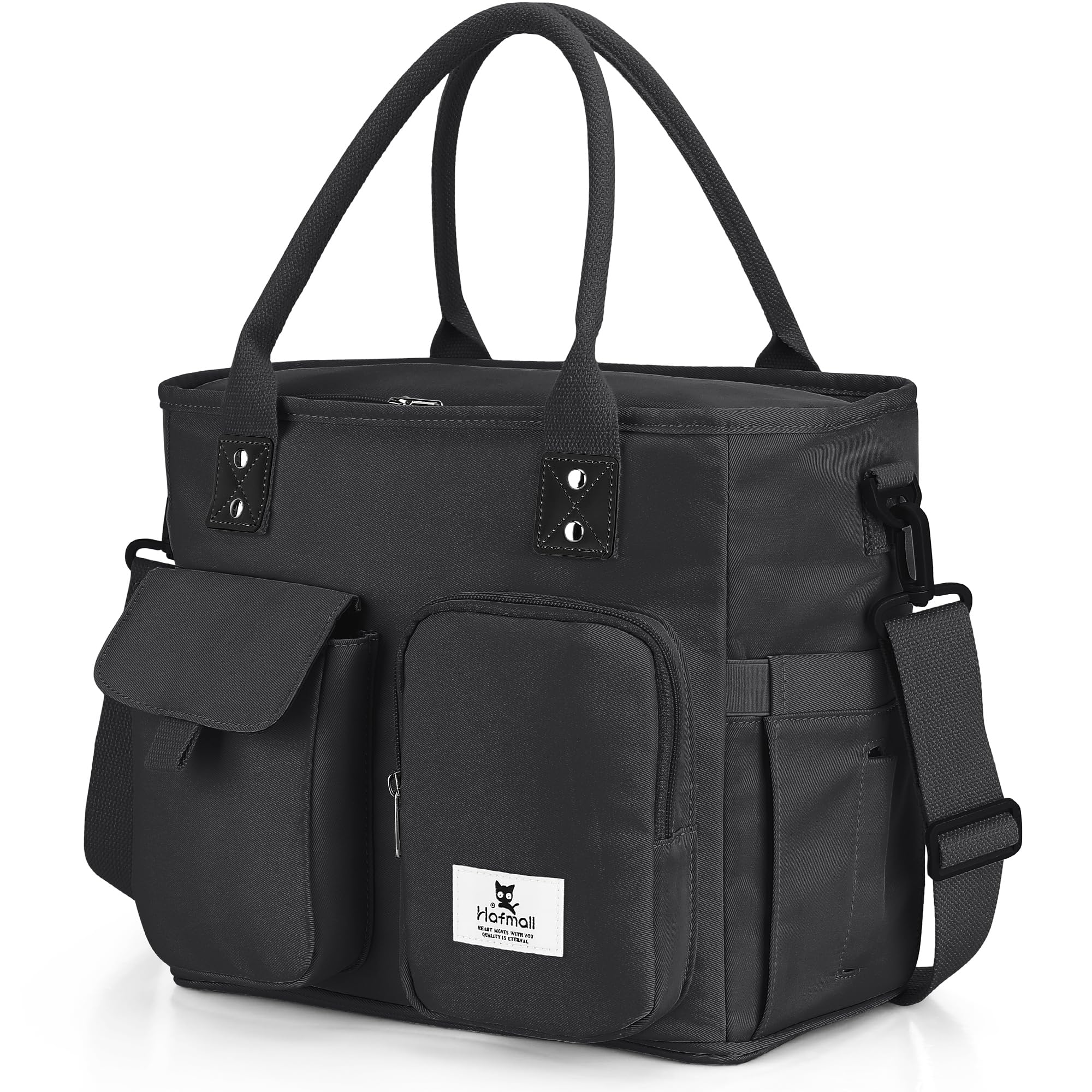 Insulated Lunch Bag for Women Men, Multi Compartment Lunch Backpack (Black) Double Deck Lunch Bag Dual Compartment for Women Men Work  main image 3
