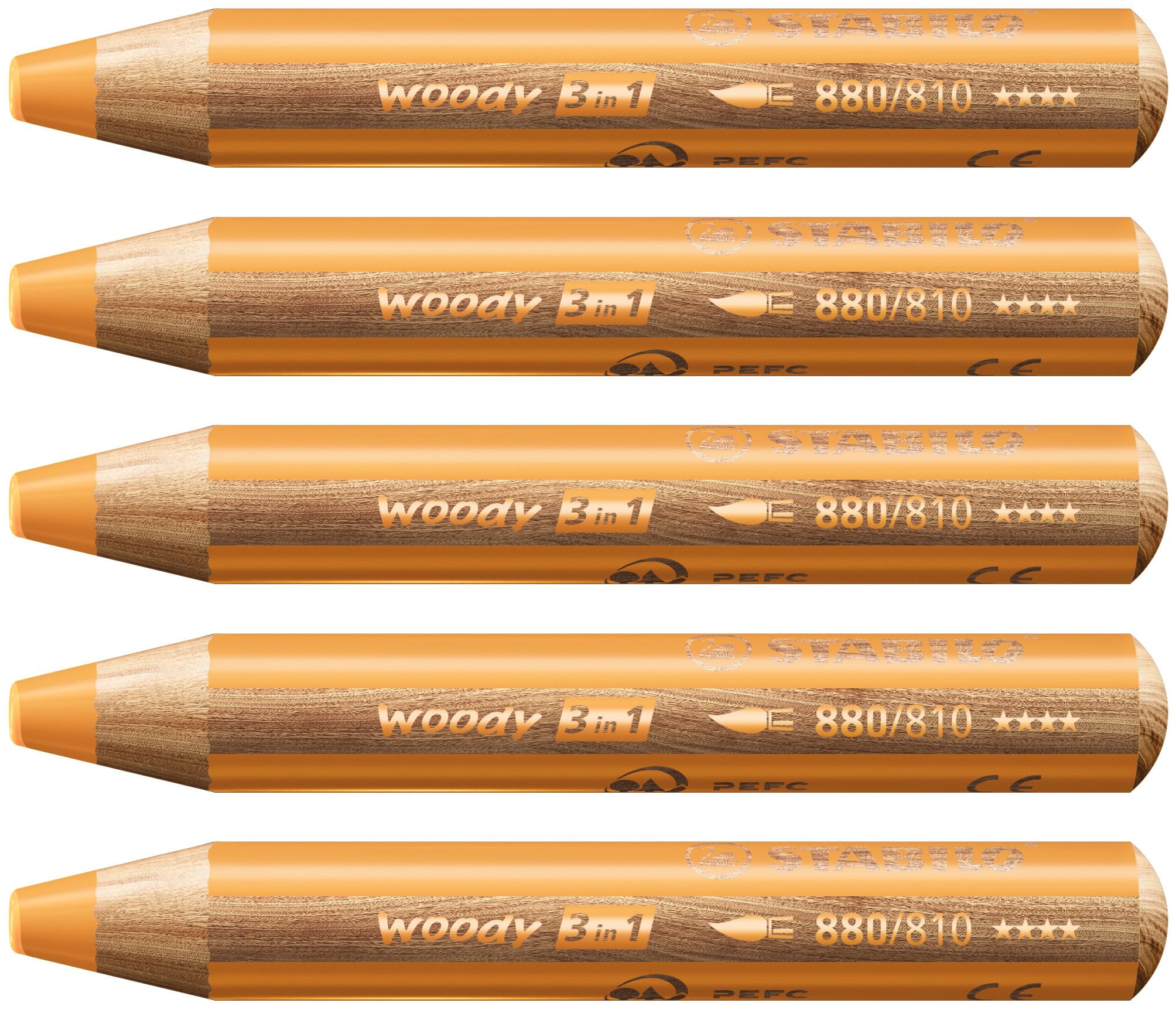 STABILO woody 3-in-1 - Multi-Talented Pencil - Pack of 5 - Gold