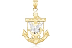 Floreo 10k Yellow Gold Two Tone Eagle Anchor Ship Wheel Mariner Pendant