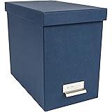 Bigso John Fiberboard Label Frame Desktop File Storage Box, 10.2 x 7 x 13 in, Blue