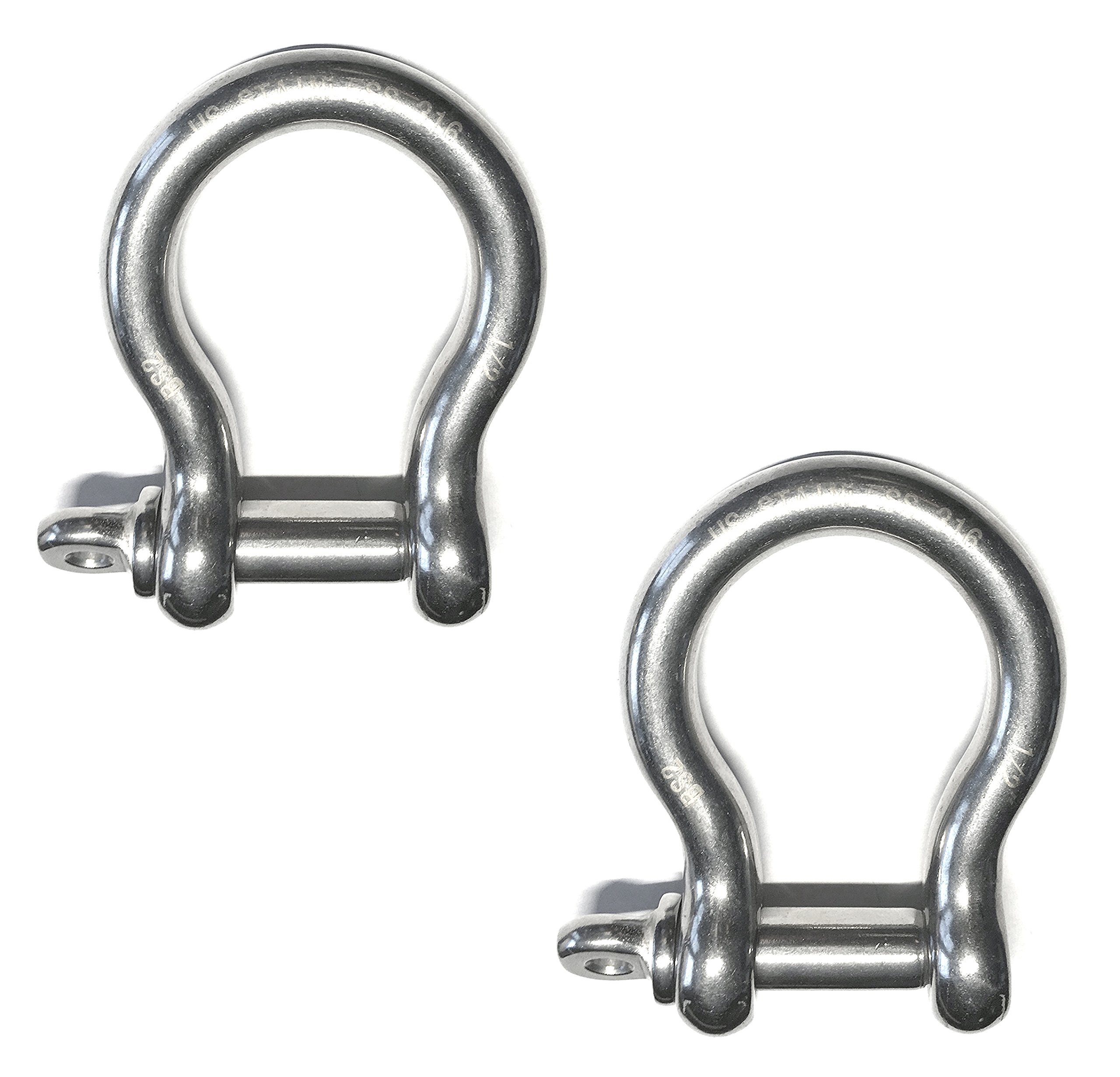 US STAINLESS Stainless Steel 316 Forged Bow Shackle (2 Pieces 1/2" 12mm Forged Bow Shackles)