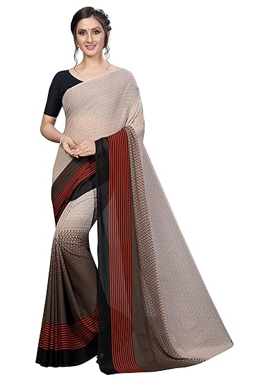 Women's Jaal Crepe Saree with Blouse Piece (GLE OPPO GREY_Multicolored)