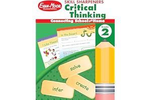 Evan-Moor Skill Sharpeners Critical Thinking, Grade 2 Workbook, Problem Solving Skills, Fun Activities, Higher-Order, Open-Ended Questions and Challenges, Science, Math, Social Studies, Language Arts