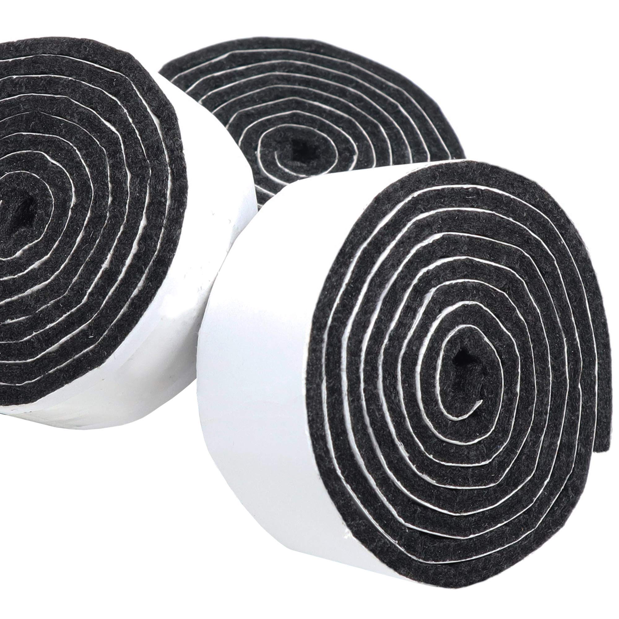 Adsamm® / 3 x self-adhesive Felt Strips/Black / 1.14x39.37'' (29x1000 mm) / rectangular / 0.138'' / 3.5 mm thick stick-on furniture felt glides/Furniture & Chair Glides